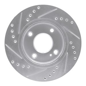 Ford Fiesta Brake Rotor (1) - Front Right - R1 Concepts - Drilled & Slotted - Silver - `11-`19